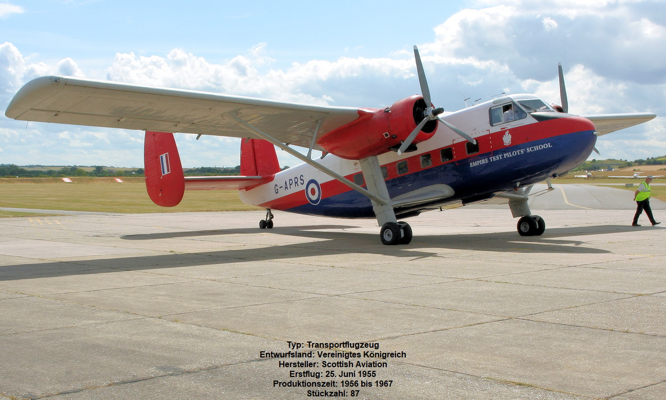 Scottish Aviation Twin Pioneer - STOL-Transportflugzeug mit zwei 9-Zylinder Sternmotore und Stummelflügel